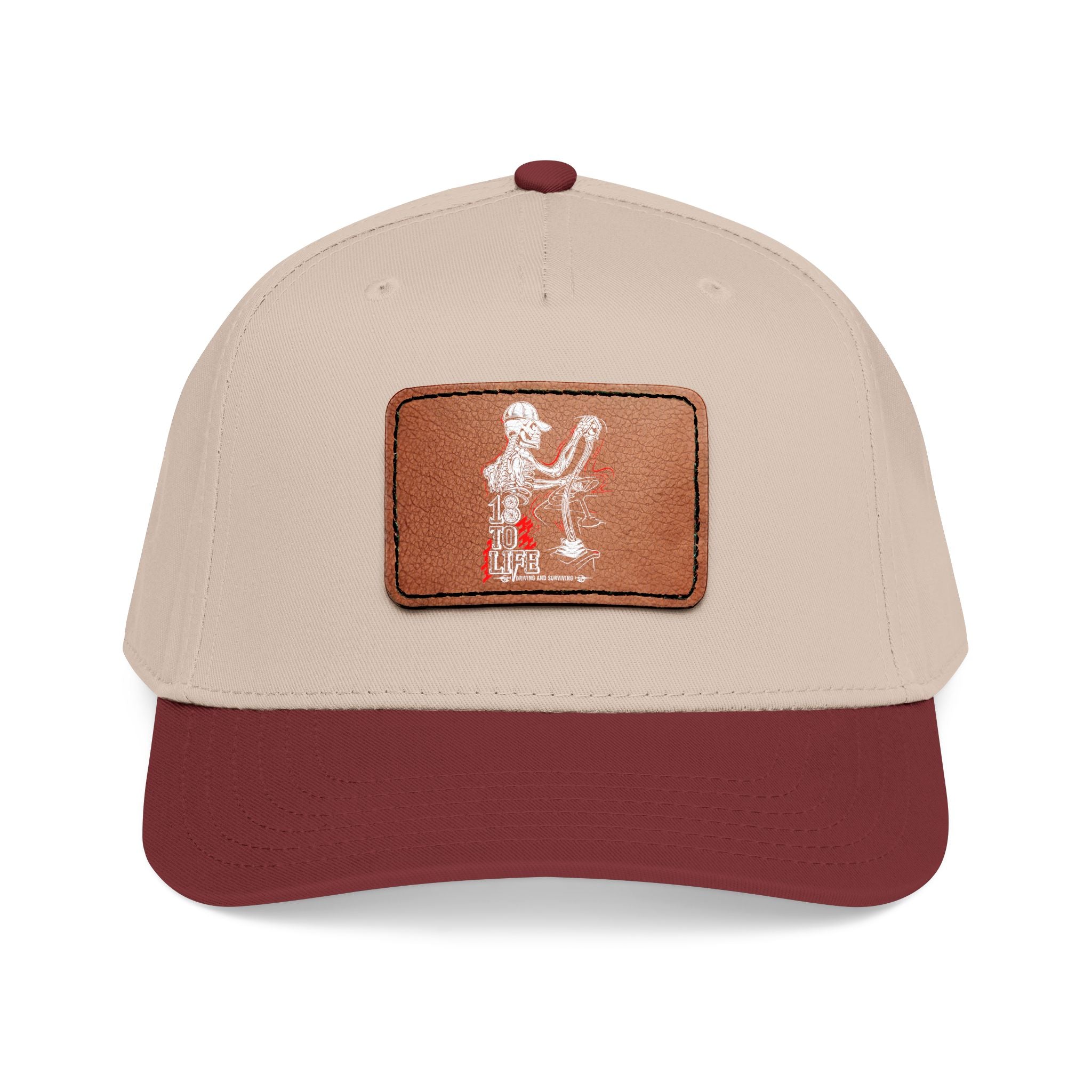 Mid Profile Baseball Cap with Leather Patch (Rectangle)