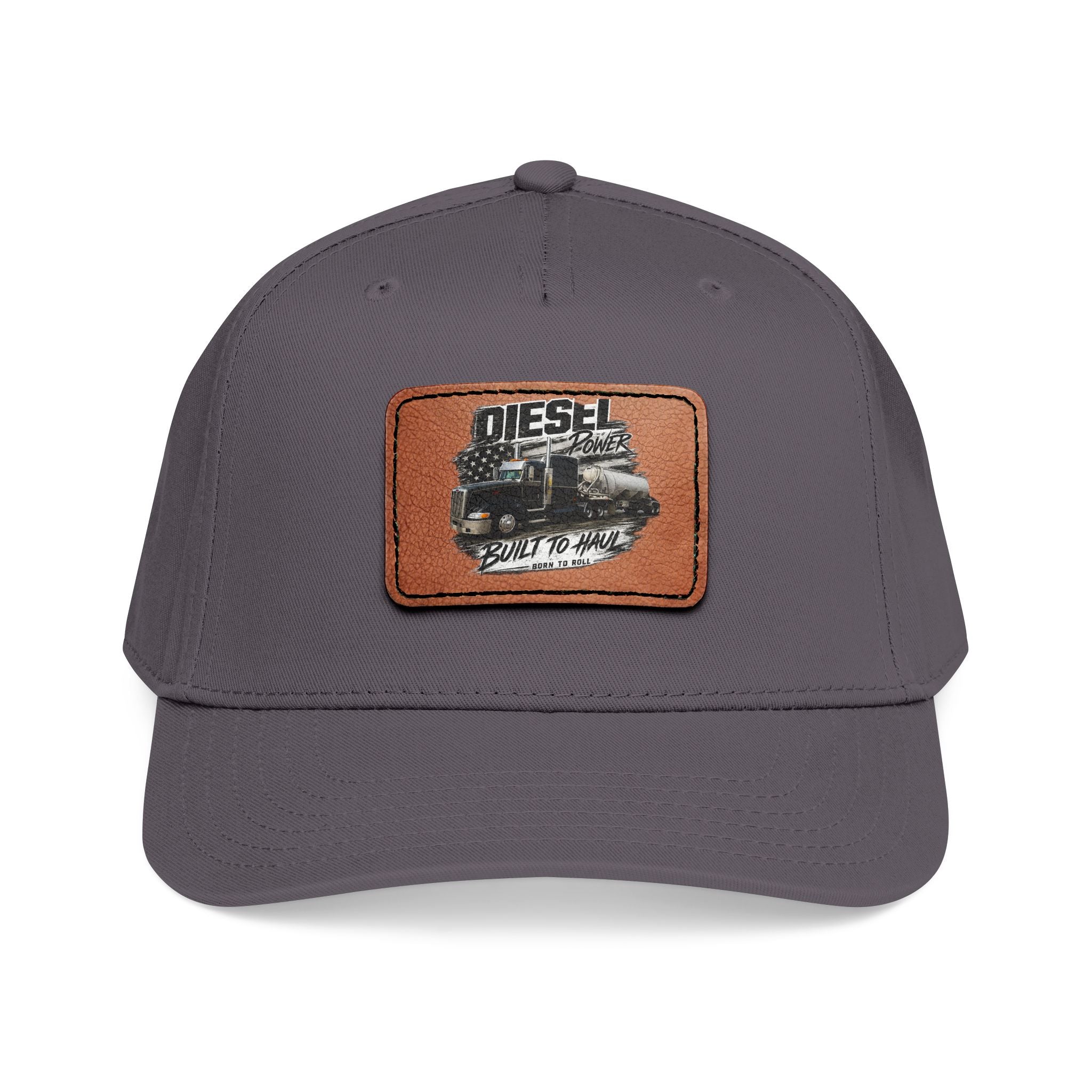 Mid Profile Baseball Cap with Leather Patch (Rectangle)