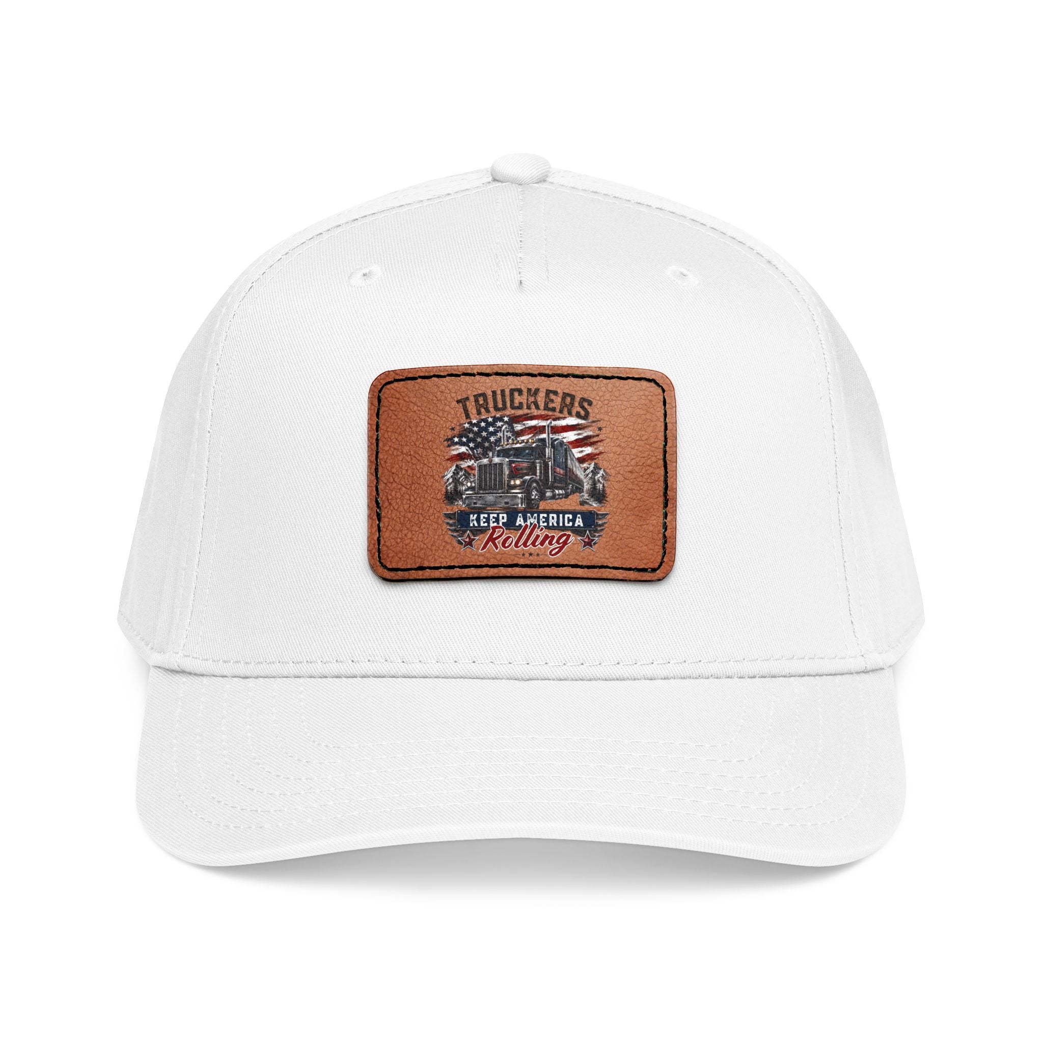 Mid Profile Baseball Cap with Leather Patch (Rectangle)