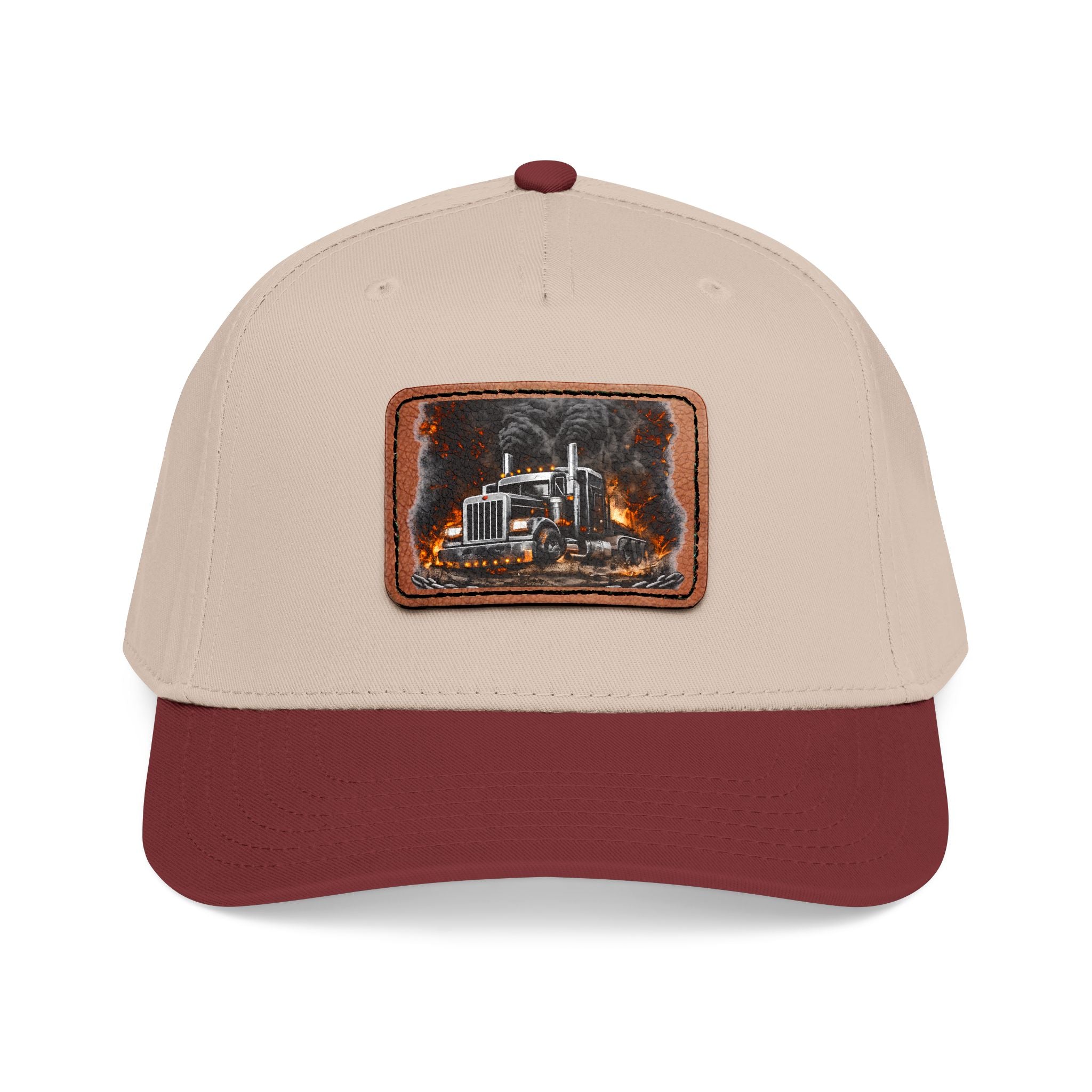 Mid Profile Baseball Cap with Leather Patch (Rectangle)