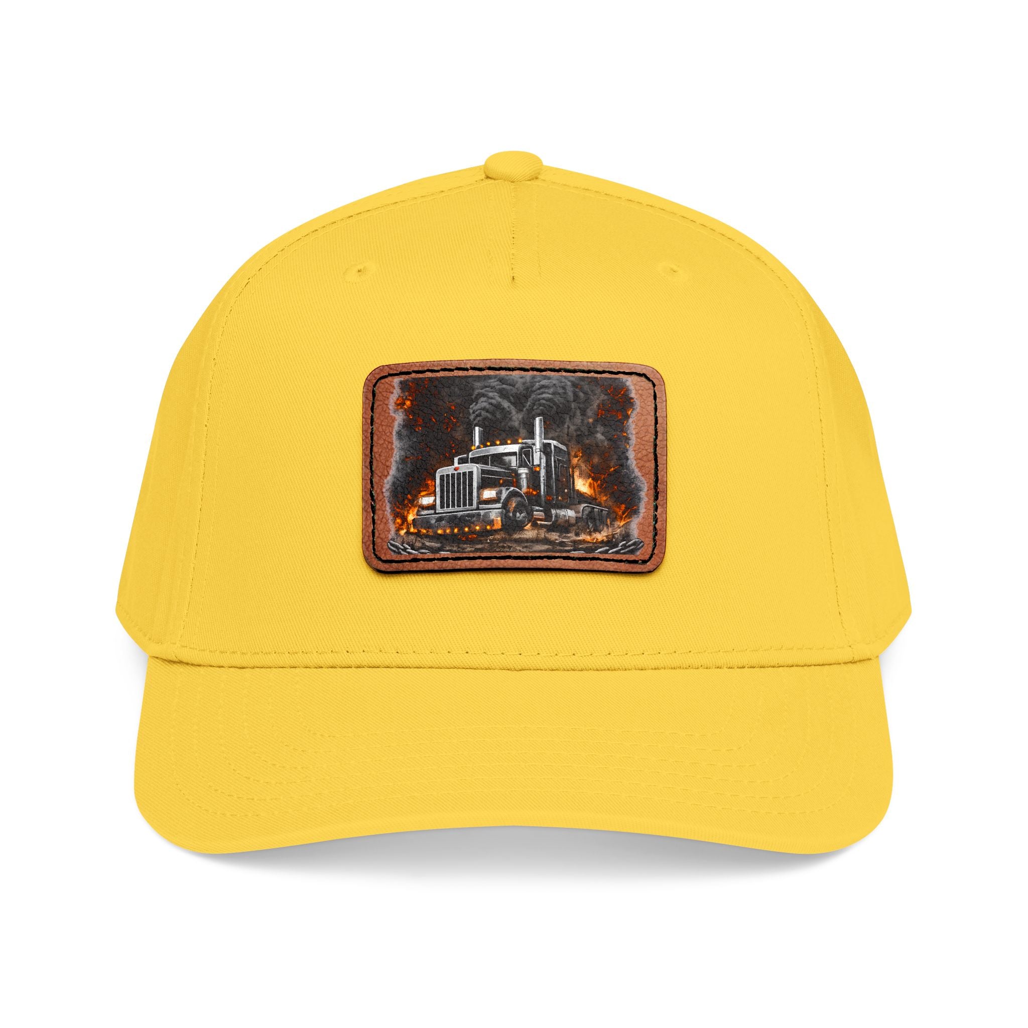 Mid Profile Baseball Cap with Leather Patch (Rectangle)